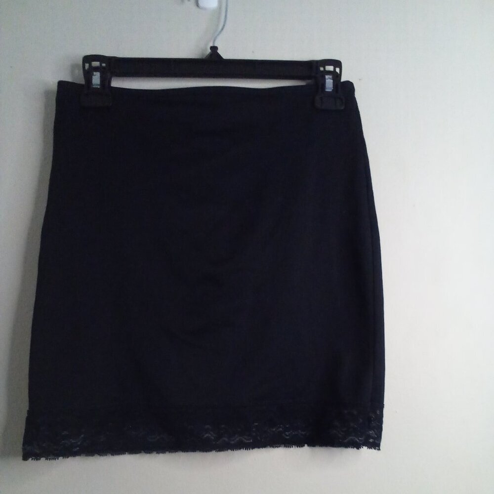 Body Slimmers Nancy Ganz Half Slip XL Shaper Lace Trim Attached Liner Black